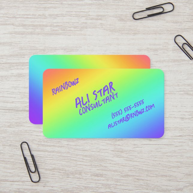 Cartões de visitas Casuais Gradientes Brilhantes (Frente/Verso In Situ)
