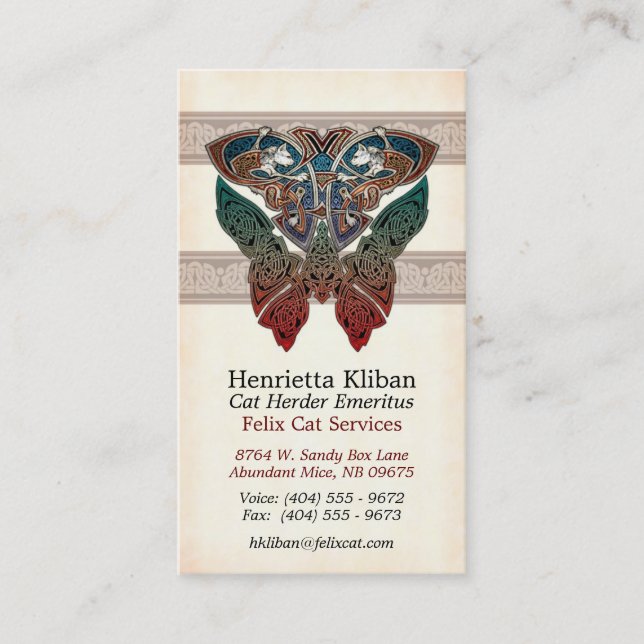 Cartões de visitas celtas do design dos gatos (Frente)