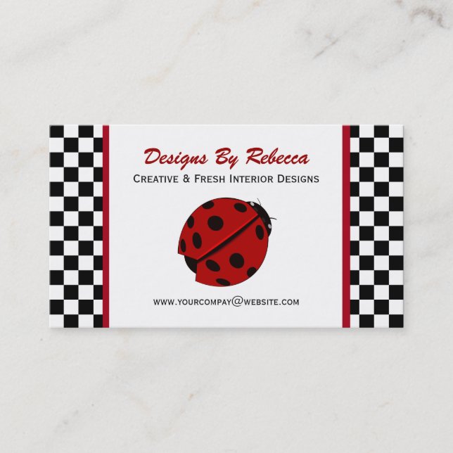 Cartões de visitas Checkered do joaninha (Frente)