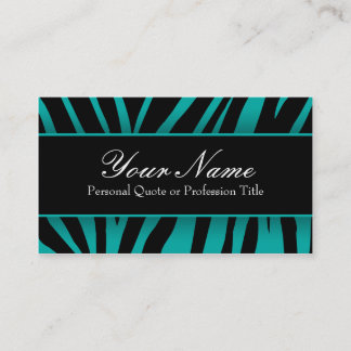 Cartões de visitas Chic Teal & Black Zebra Stripes