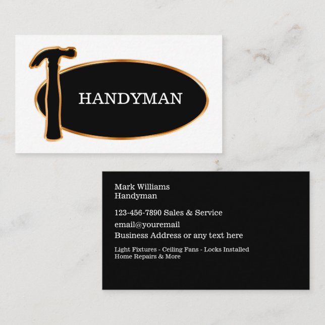 Cartões de visitas Classy Hammer Emblem Handyman (Frente/Verso)