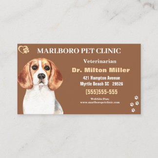 Cartões de visitas Clínicos de Beagle Pet