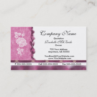 Cartões de visitas cor-de-rosa do bordado branco
