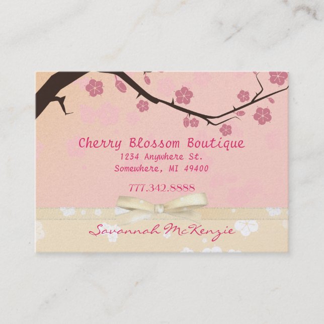 Cartões de visitas da Cherry Blossom Boutique (Frente)