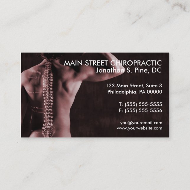Cartões de visitas da foto do Chiropractor (Frente)