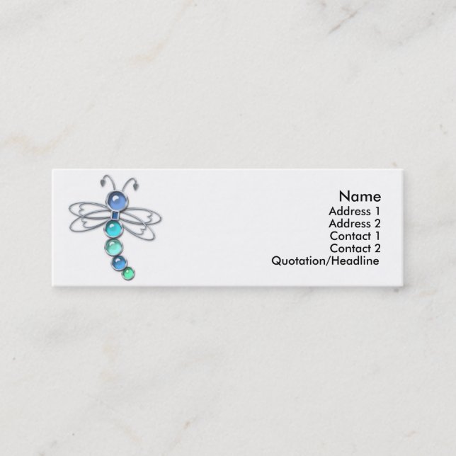 Cartões de visitas da libélula do metal & do vidro (Frente)