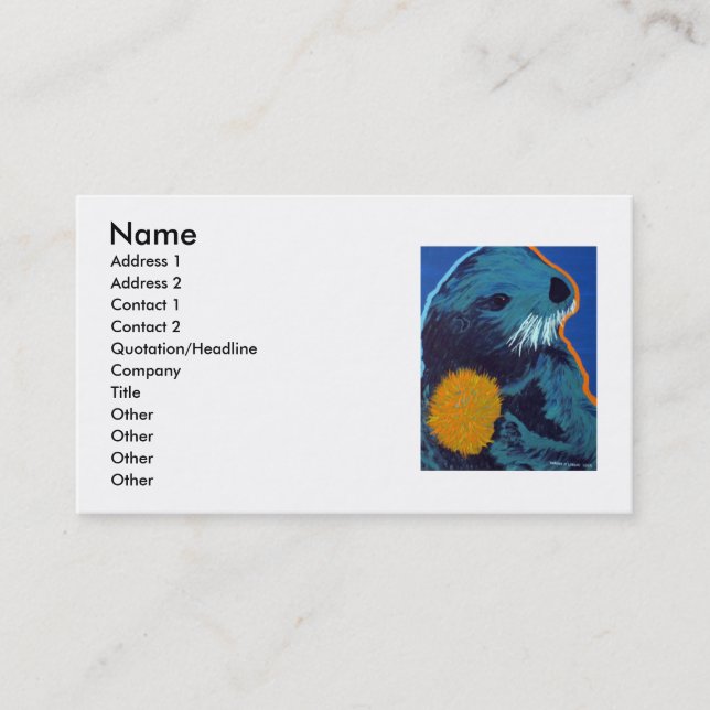 Cartões de visitas da lontra de mar (Frente)