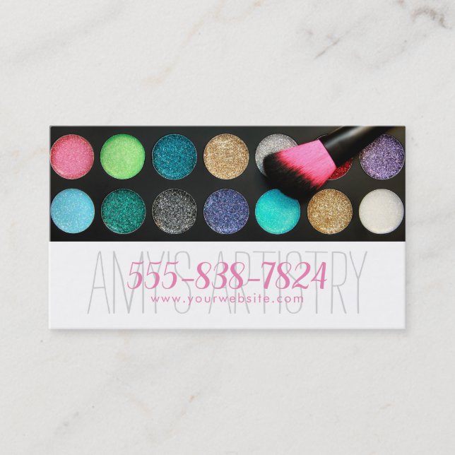 Cartões de visitas da Paleta de Makeup do Glitter (Frente)