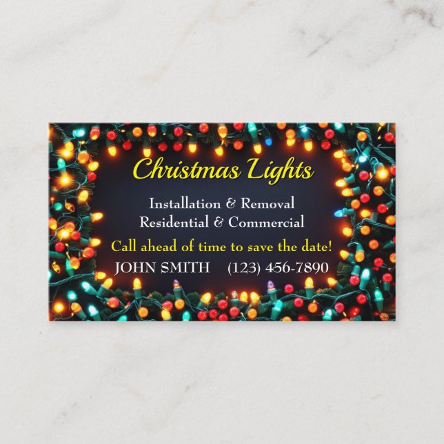 Cartões de visitas das Luzes de Natal (Frente)