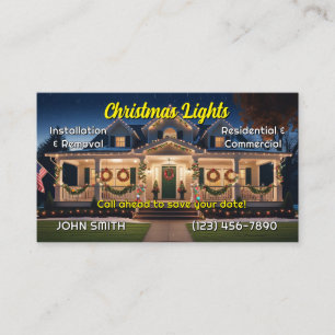 Cartões de visitas das Luzes de Natal