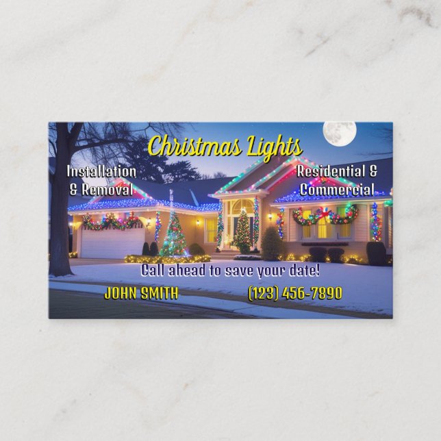 Cartões de visitas das Luzes de Natal (Frente)