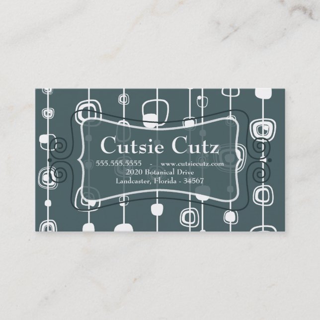 cartões de visitas de 1950 com círculo retrô quadr (Frente)