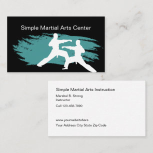 Cartões de visitas de artes marciais simples