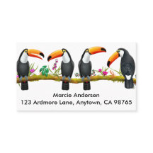 Cartões de visitas de aves tropicais tucanas