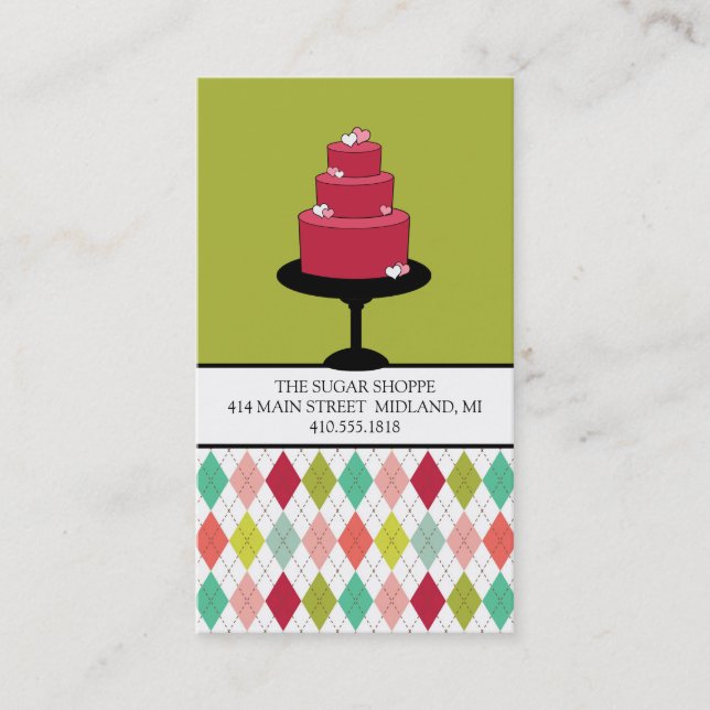 Cartões de visitas de Bakery ou Designer de Bolo (Frente)