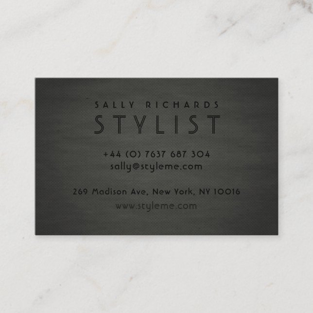 Cartões de visitas de carvão preto personalizados (Frente)