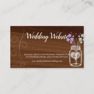 Cartões de visitas de casamento de campo Mason jar