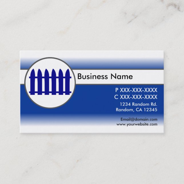 Cartões de visitas de cerca de piche branco-azul (Frente)