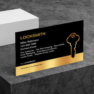 Cartões de visitas de chave Dourada do Classy Lock