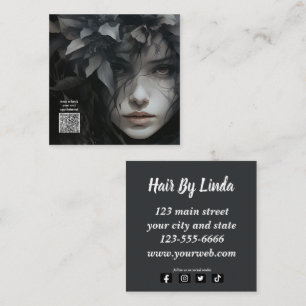 Cartões de visitas de código QR de Hairstylist Flo