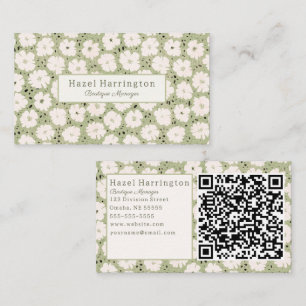 Cartões de visitas de código QR floral cúbico Whim