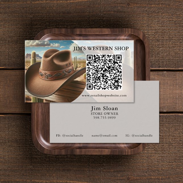 Cartões de visitas de código QR ocidentais (Western QR Code Business Cards (front and back))