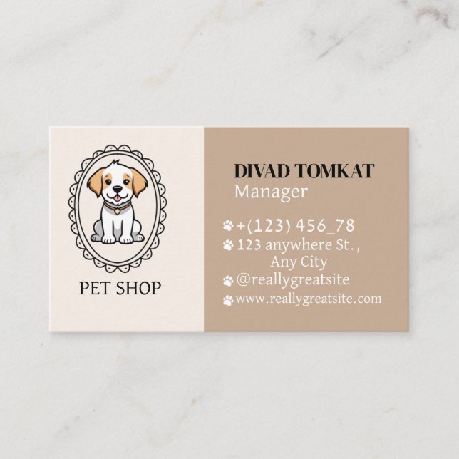 Cartões de visitas de Compro de Pet Modernos (Frente)