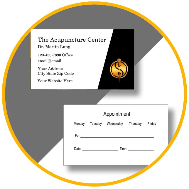 Cartões de visitas de Compromisso de Acupuntura Cl (acupuncture appointment cards by custombusinesstemplates)