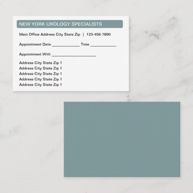 Cartões de visitas de Compromisso de Vários Locais (Frente/Verso)