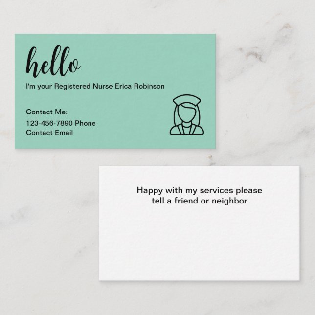 Cartões de visitas de Contato com Enfermeiros Regi (Frente/Verso)