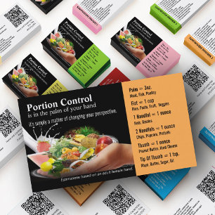 Cartões de visitas de controle de porções