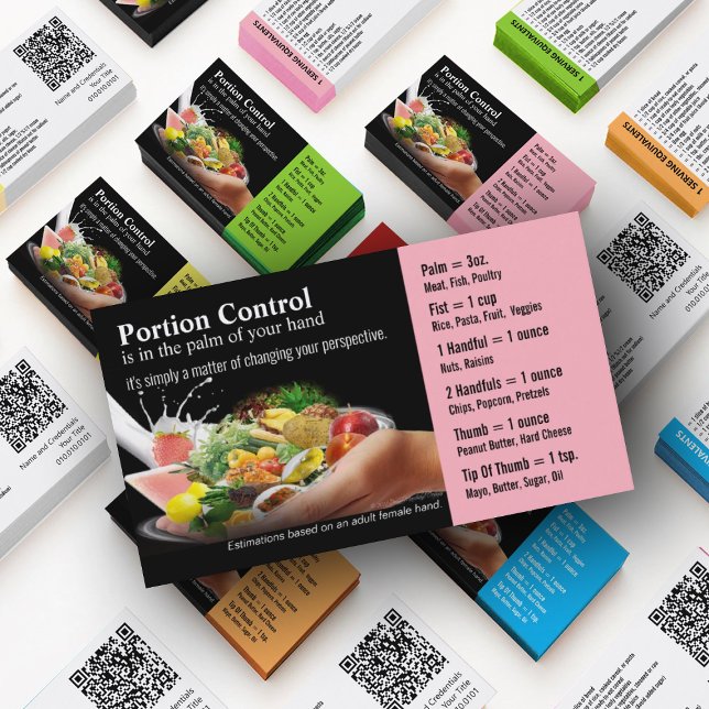 Cartões de visitas de controle de porções (Nutrition Mastery Business Cards in custom colors)