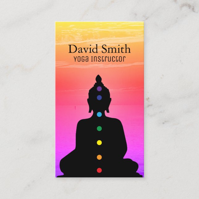 Cartões de visitas de cores Chakra brilhantes e co (Frente)
