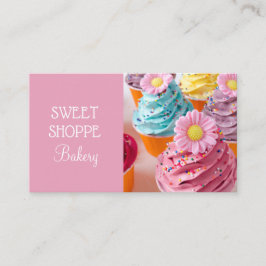 Cartões de visitas de cupcake rosa-panificação