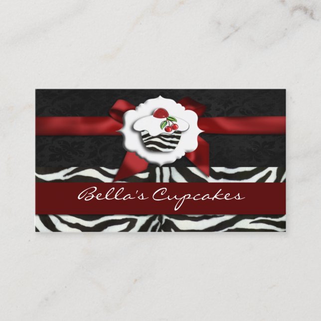 cartões de visitas de cupcake vermelho (Frente)