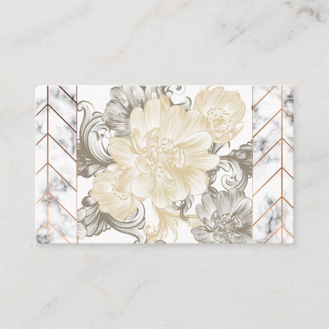 Cartões de visitas de Design de mármore floral (Frente)