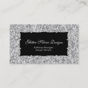 Cartões de visitas de Elegância Silver Glitter