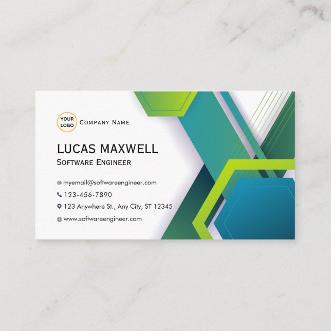 Cartões de visitas de Engenheiro de software verde (Verso)