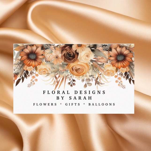 Cartões de visitas de Flores de Boho Dourado e Cha (Criador carregado)