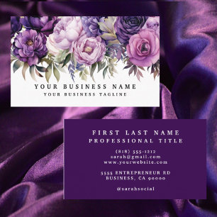Cartões de visitas de flores roxas escura escura e