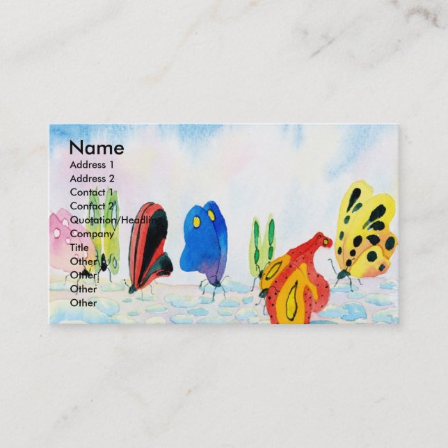 Cartões de visitas de Flutterbies (Frente)