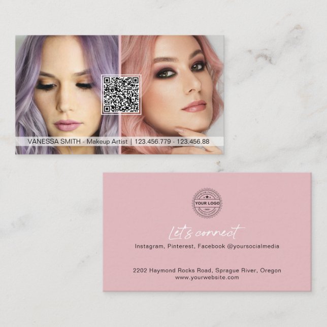 Cartões de visitas de Fotografia de Código QR para (Frente/Verso)