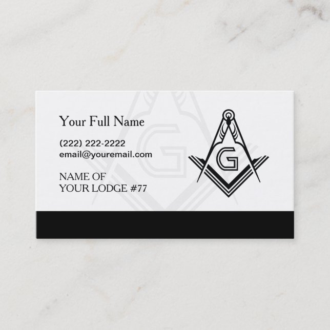 Cartões de visitas de Freemason Preto e Branco (Frente)