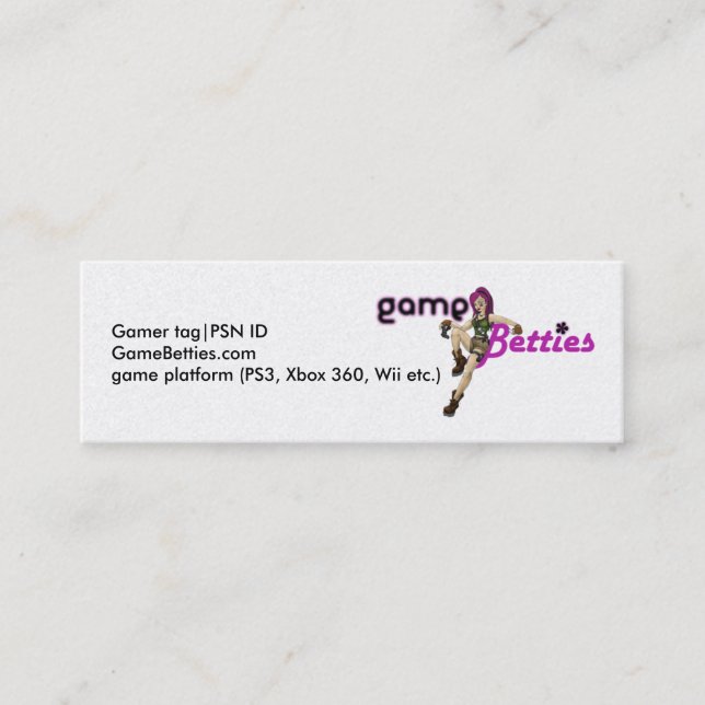 Cartões de visitas de GameBetties (Frente)