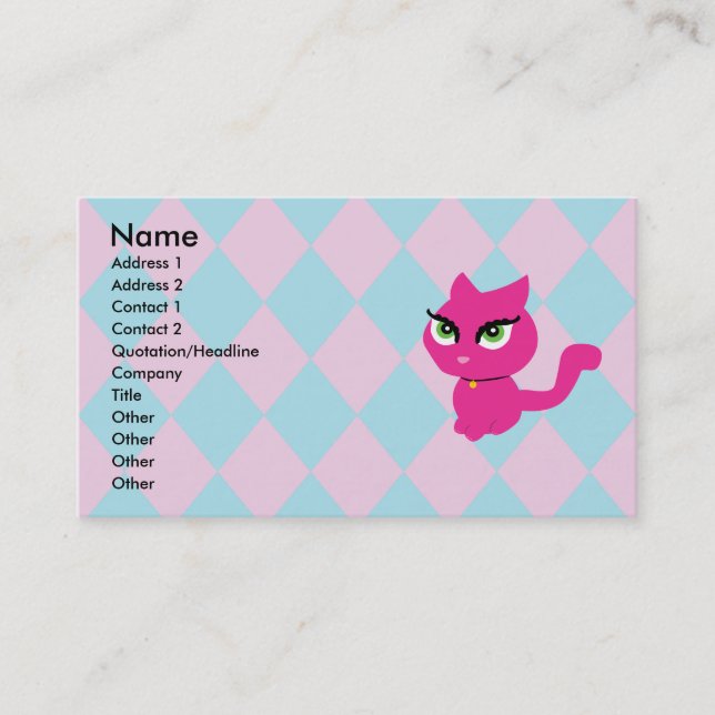 Cartões de visitas de Gato de Gato Rosa (Frente)