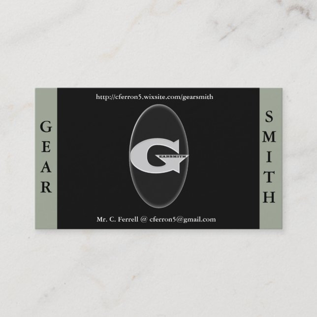 Cartões de visitas de Gearsmith (Frente)