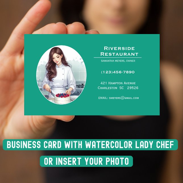 Cartões de visitas de Lady Chef de Foto (Criador carregado)