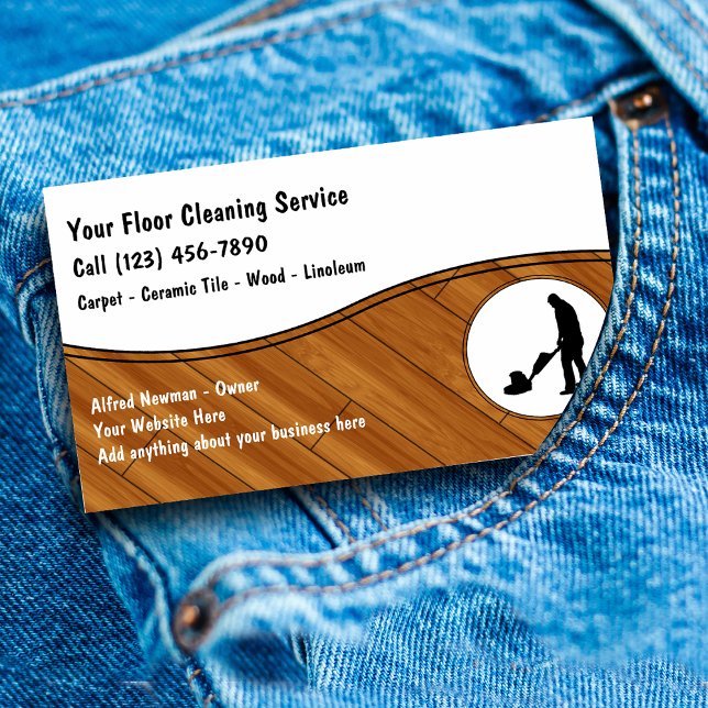 Cartões de visitas de limpeza do chão (Floor cleaning business cards by Custom Business Templates)