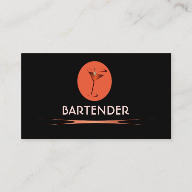 Cartões de visitas de logotipo do barman vermelho (Frente)