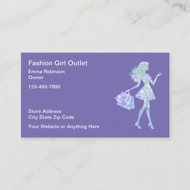 Cartões de visitas de loja de moda feminina (Frente)